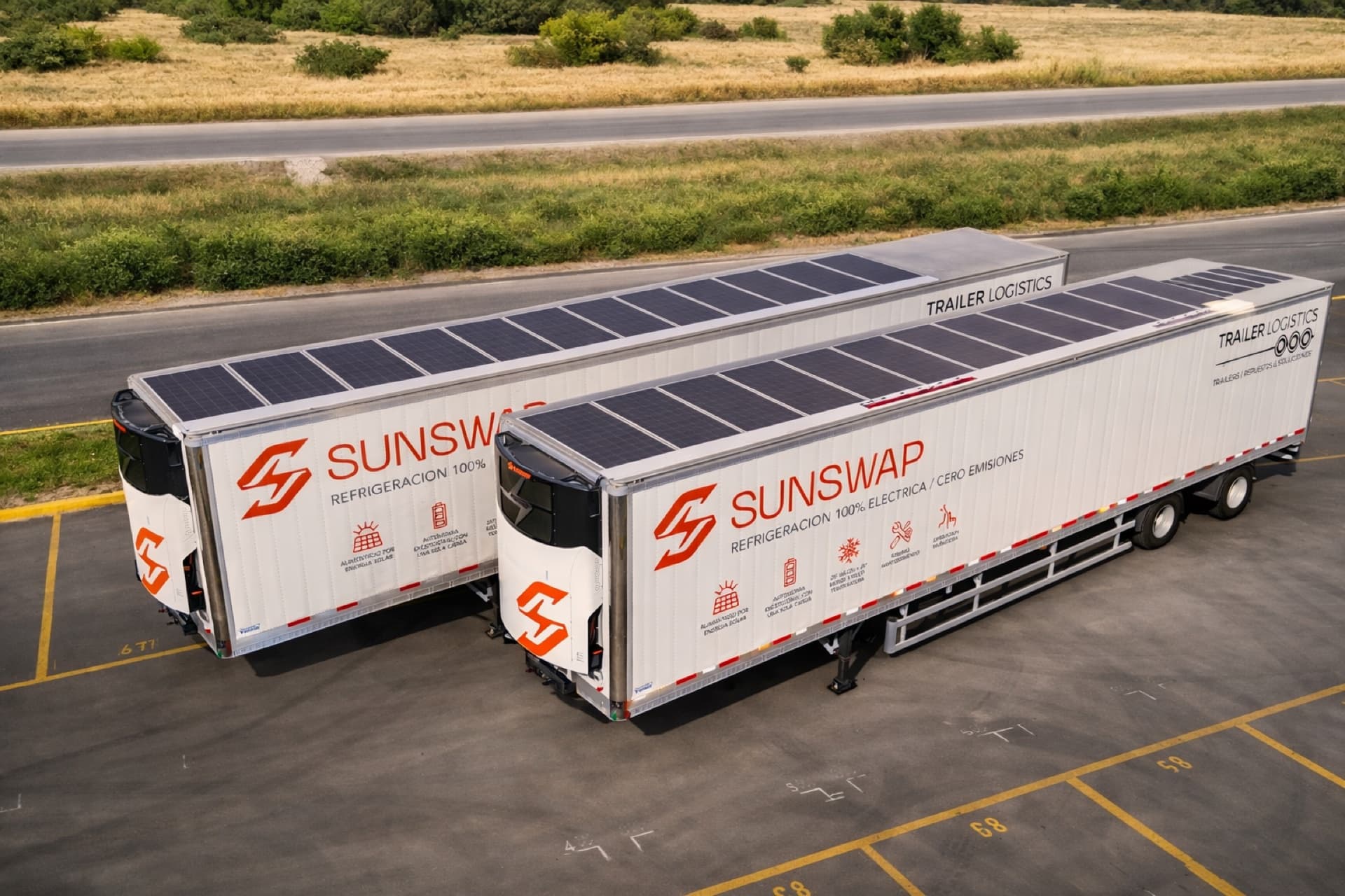 Patio de Trailer Logistics con semirremolques de las 12 marcas representadas